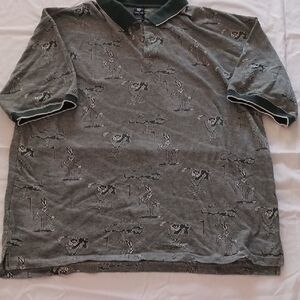 Warner Bros. Green and Gray Polo Shirt